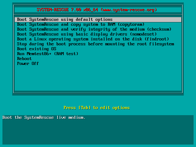 SystemRescue 10.00 (x64) Sysresccd-v7-001